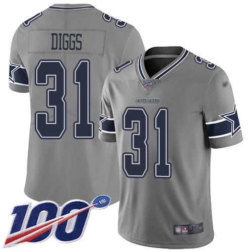 Nike Cowboys #31 Trevon Diggs Gray Youth Stitched NFL Limited Inverted Legend 100th Season Jersey